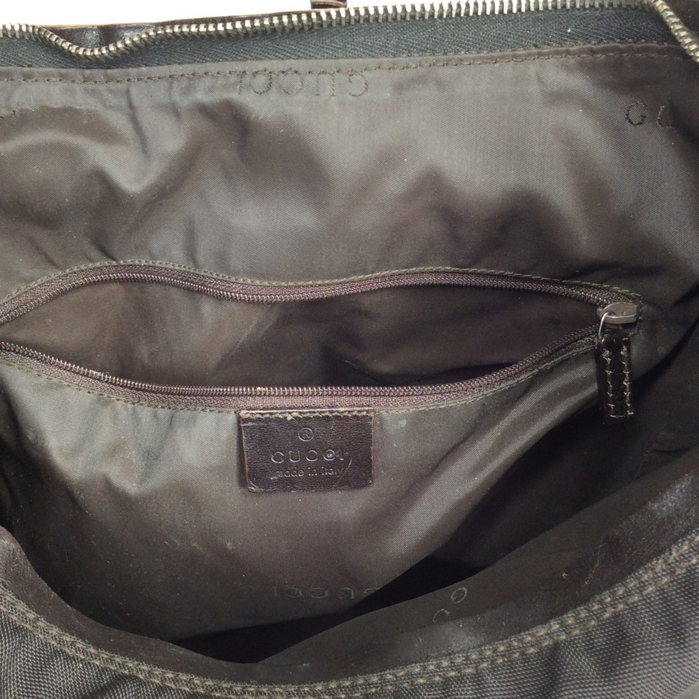 Auth GUCCI Black Nylon Canvas and Leather Tote Shoulder Bag Purse - Picture 13 of 16